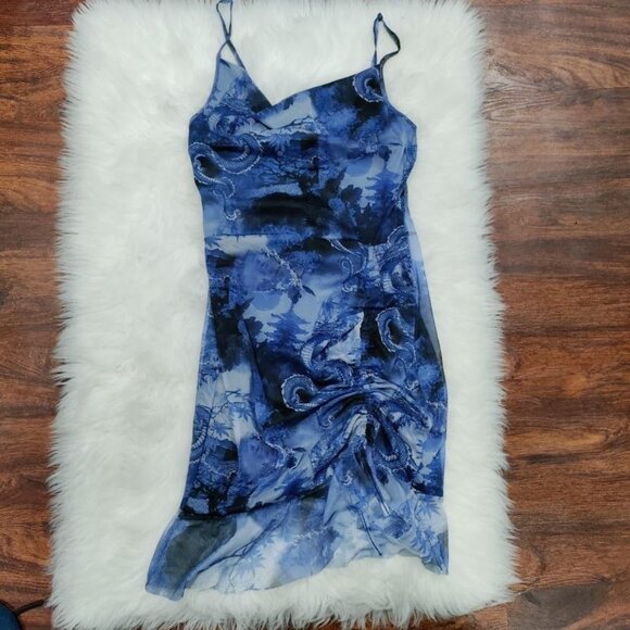 What A Girl Wants Dragon Whimsygoth Grunge Festival Y2K Mesh Mini Dress US 8 NWT - Picture 2 of 7